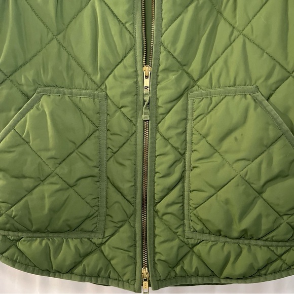 J.Crew Factory Olive Green Quilted Puffer Vest Size MEDIUM Pockets Double Zipper - Picture 7 of 13